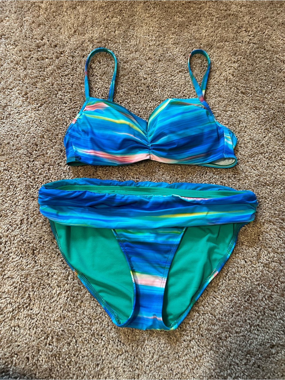 Ralph Lauren Blue Teal Multicolor Women's Two-Piece Bikini